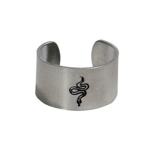 Handmade stamped snake‎ design adjustable hypoallergenic ring